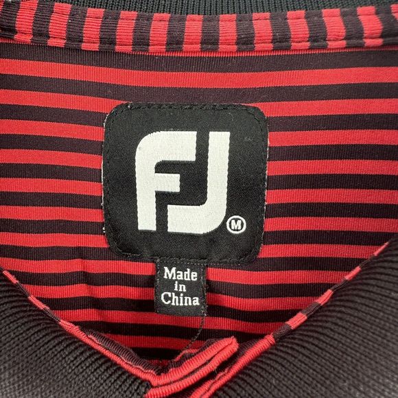 Footjoy Shirt Mens Medium Red Black Polo Golf Short Sleeve Performance Golfer - Picture 6 of 13